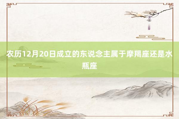 农历12月20日成立的东说念主属于摩羯座还是水瓶座